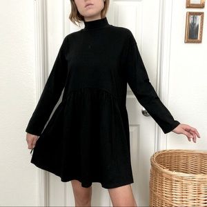 Mock neck tiered mini dress